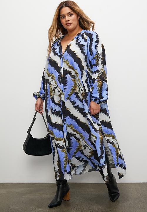 Superbalist - Button through raglan shirt dress - bold abstract