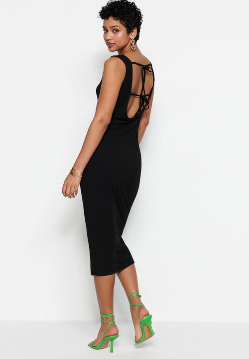 Trendyol - Back tie detailed dress - black