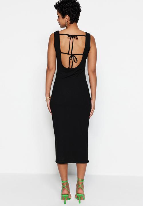 Trendyol - Back tie detailed dress - black