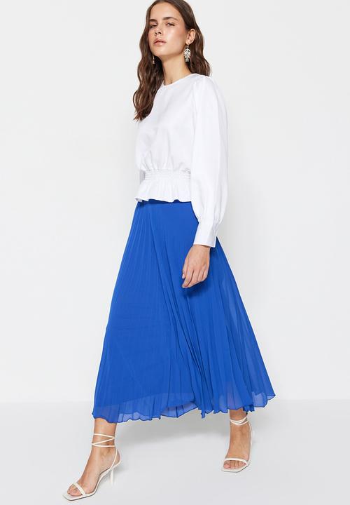 Trendyol - Modest pleated skirt - cobalt