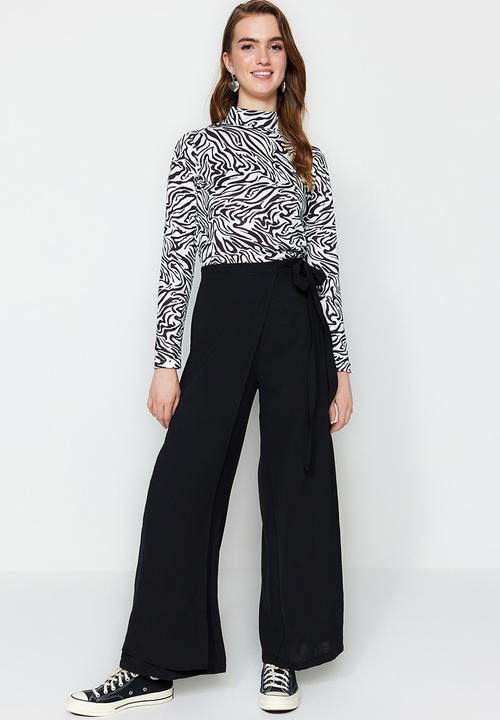 Trendyol - Modest mock wrap pants - black