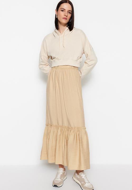 Trendyol - Modest tiered maxi skirt - mink