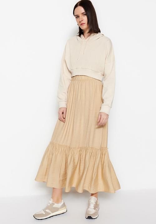 Trendyol - Modest tiered maxi skirt - mink