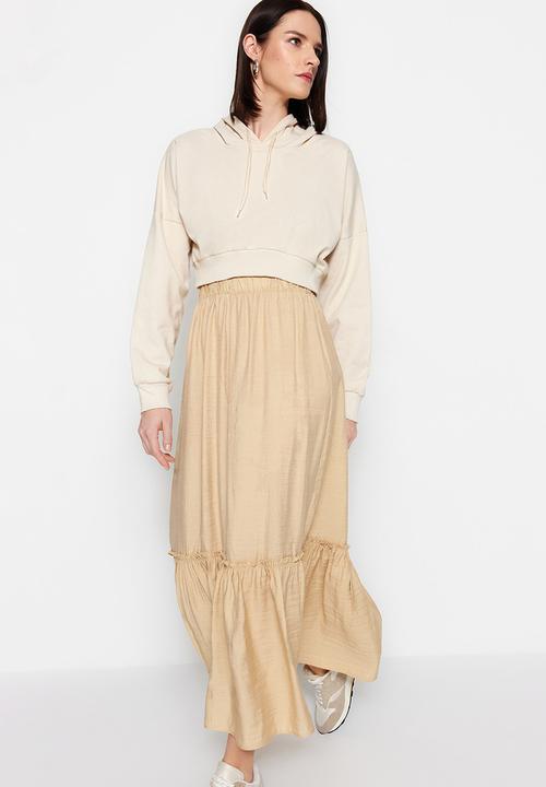 Trendyol - Modest tiered maxi skirt - mink