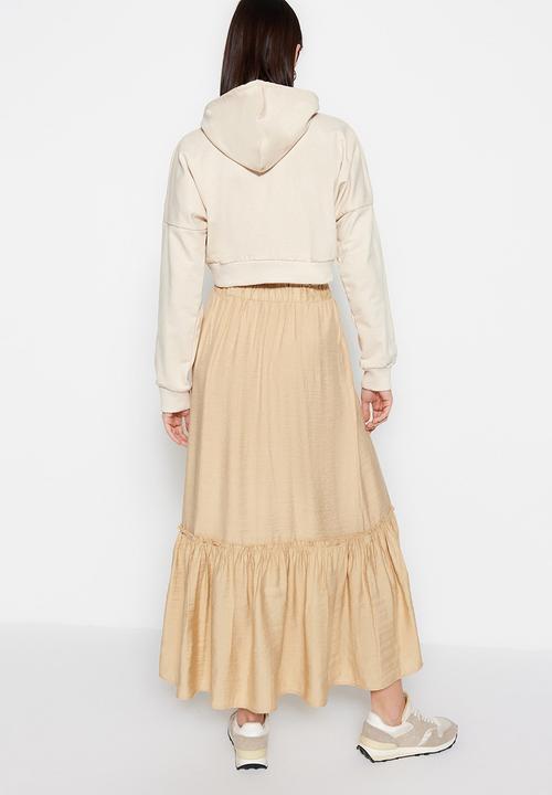 Trendyol - Modest tiered maxi skirt - mink