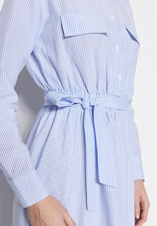 Trendyol - Modest stripe shirt dress - blue