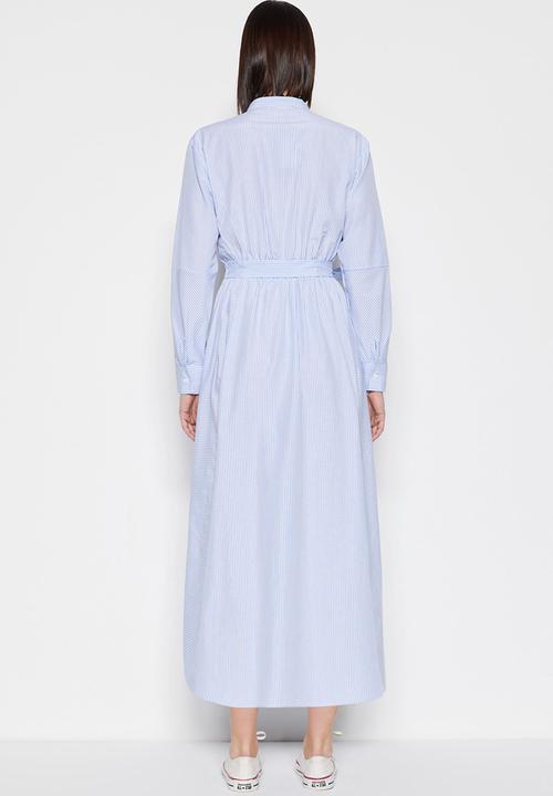 Trendyol - Modest stripe shirt dress - blue