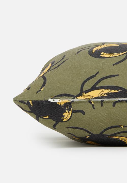 Fabric Bank  - Scurry busy bugs cushion cover - olive