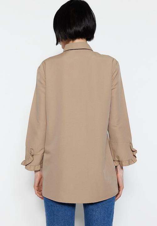 Trendyol - Modest frill cuff shirt - stone