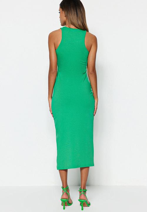 Trendyol - Halter neck midi dress - green