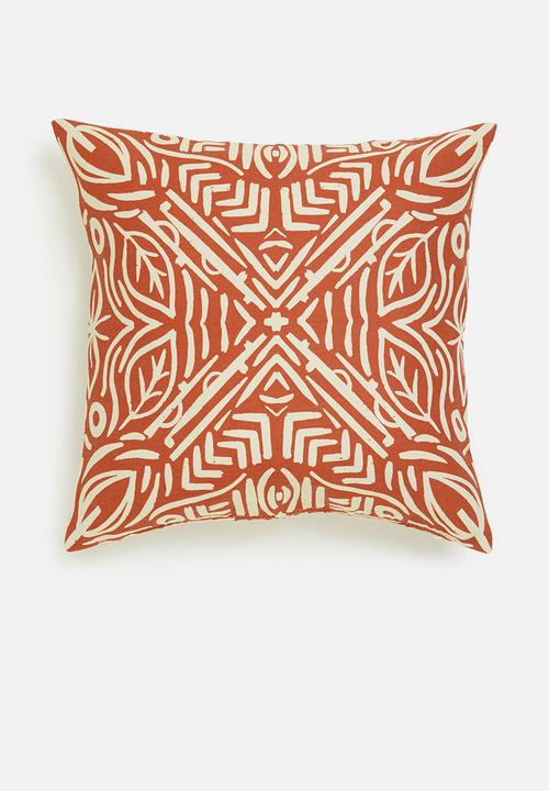 Fabric Bank  - Line work cushion cover - rust