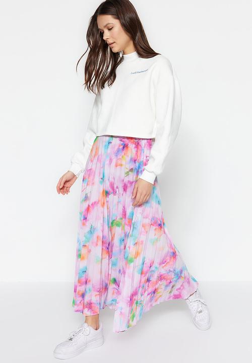 Trendyol - Modest print pleated skirt - lilac
