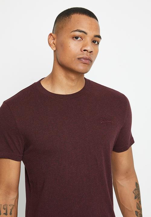 Superdry. - Vintage logo emb tee - deepest burgundy grit