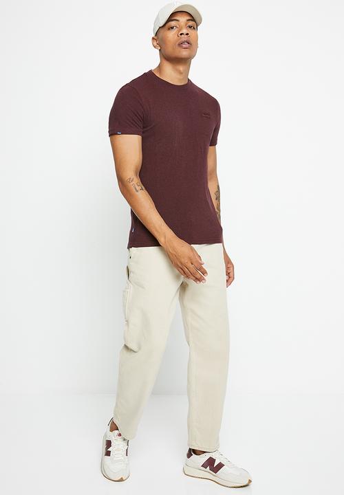Superdry. - Vintage logo emb tee - deepest burgundy grit