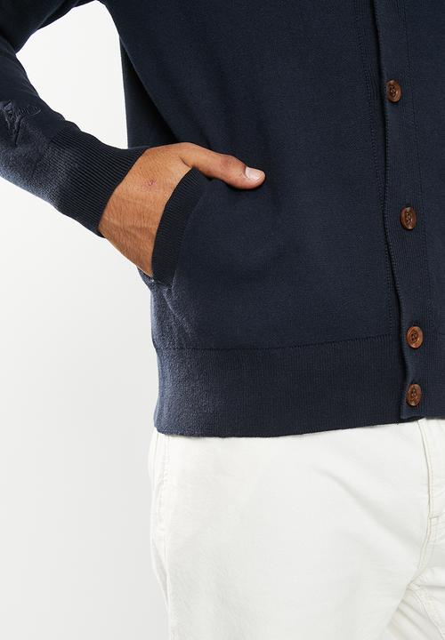 Superdry. - Vintage varsity cardigan - rich navy