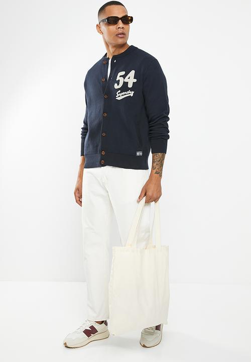 Superdry. - Vintage varsity cardigan - rich navy
