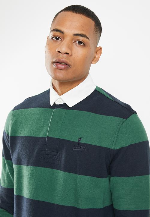 Superdry. - Vintage laundered long sleeve rugby - eclipse navy stripe