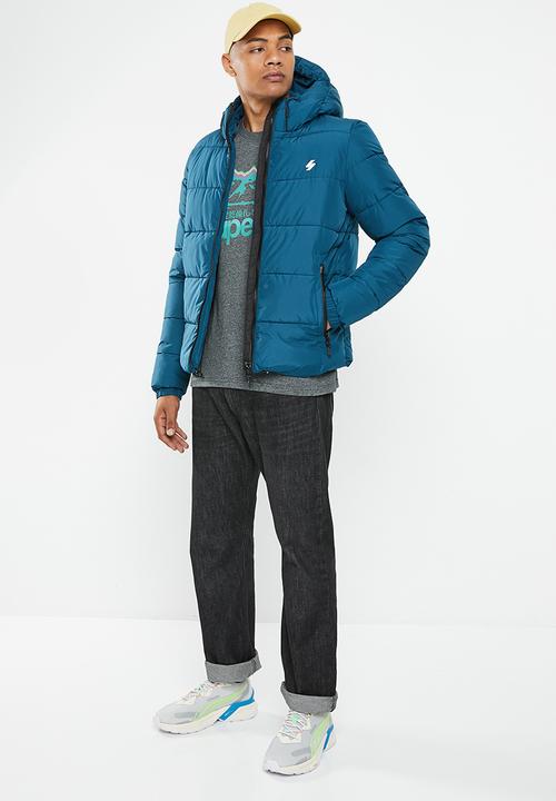 Superdry. - Hooded sports puffer - sailor blue