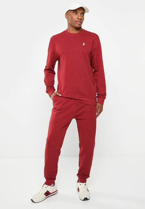 POLO - Men sport long sleeve sweat top - burgundy