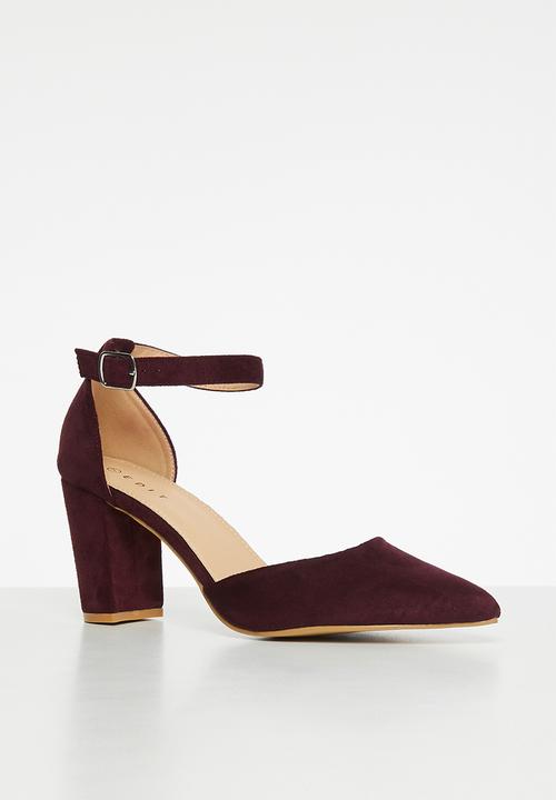 edit - Chloe anklestrap block heel - burgundy