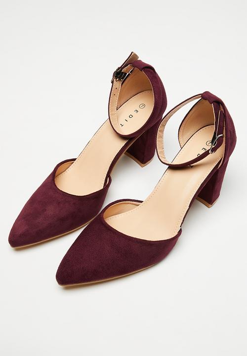 edit - Chloe anklestrap block heel - burgundy