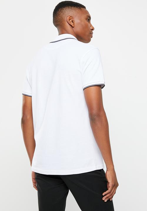 POLO - Mens emb logo short sleeve golfer - white