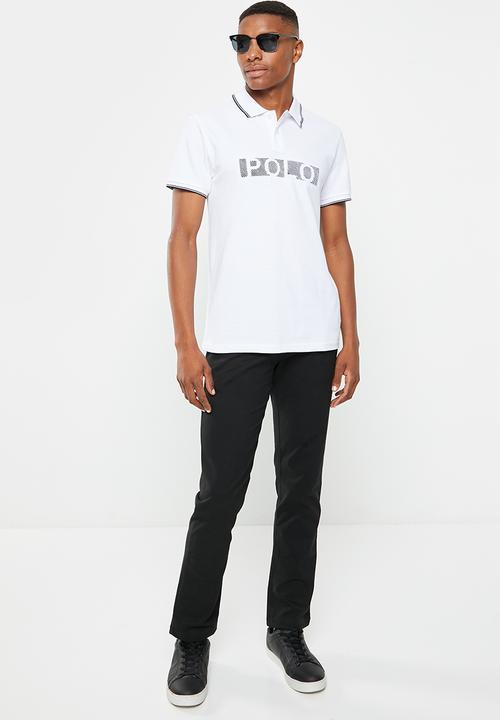 POLO - Mens emb logo short sleeve golfer - white