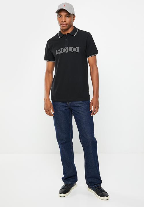 POLO - Mens emb logo short sleeve golfer - black