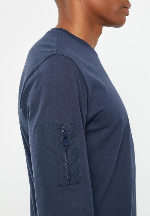 POLO - Mens pjc back printed long sleeve tee - navy 