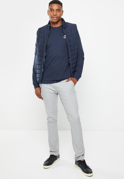 POLO - Mens pjc back printed long sleeve tee - navy 
