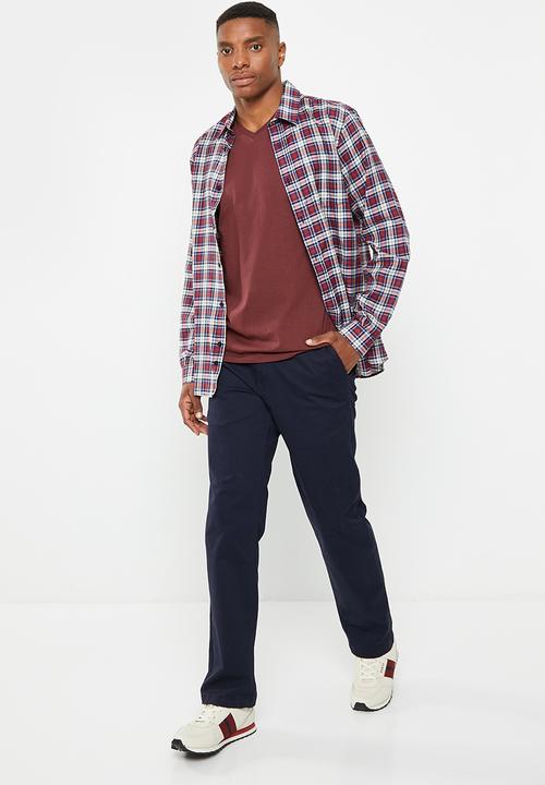 POLO - Mens v-neck short sleeve tee - burgundy
