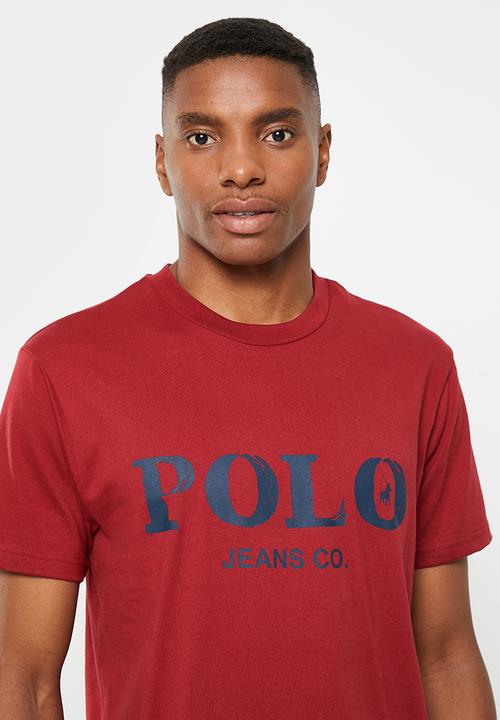 POLO - Mens pjc print logo short sleeve tee - burgundy