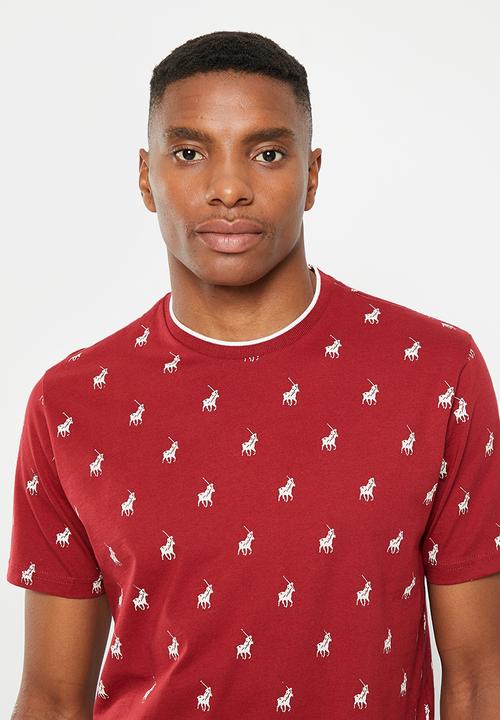 POLO - Mens monogram short sleeve tee - burgundy