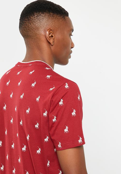 POLO - Mens monogram short sleeve tee - burgundy