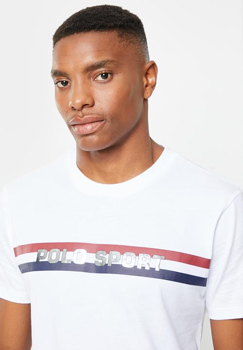 POLO - Men sport stripe print short sleeve tee - white
