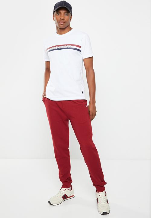 POLO - Men sport stripe print short sleeve tee - white
