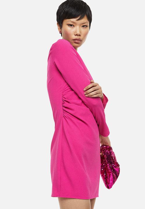 H&M - Gathered crêpe dress - cerise