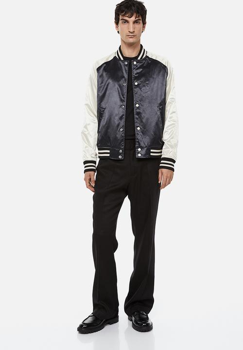 H&M - Satin baseball jacket - cream/black