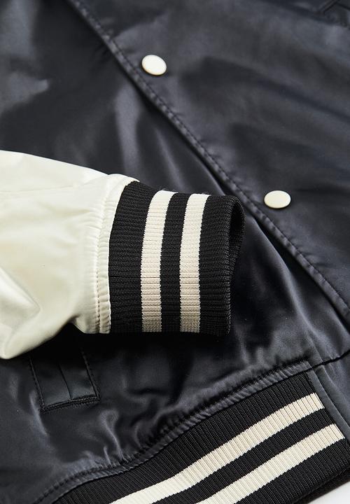 H&M - Satin baseball jacket - cream/black