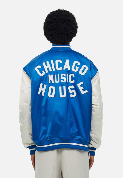 H&M - Oversized fit satin baseball jacket - bright blue/block-coloured