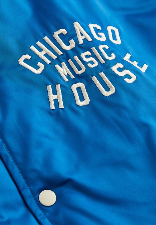 H&M - Oversized fit satin baseball jacket - bright blue/block-coloured