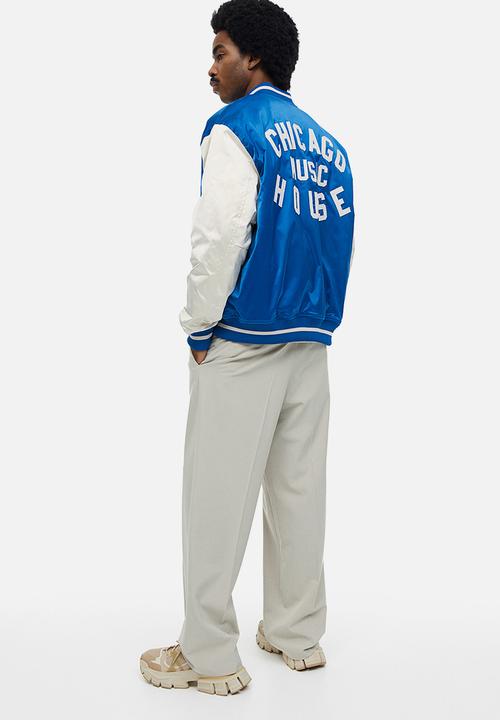 H&M - Oversized fit satin baseball jacket - bright blue/block-coloured