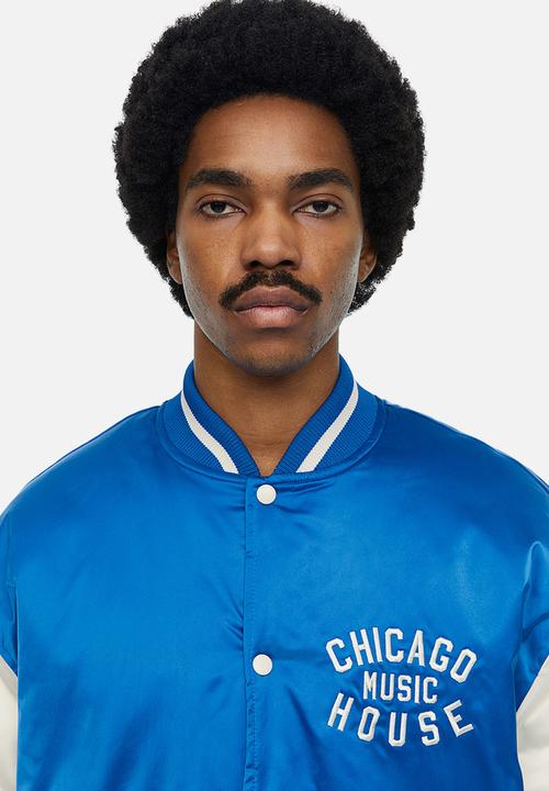 H&M - Oversized fit satin baseball jacket - bright blue/block-coloured
