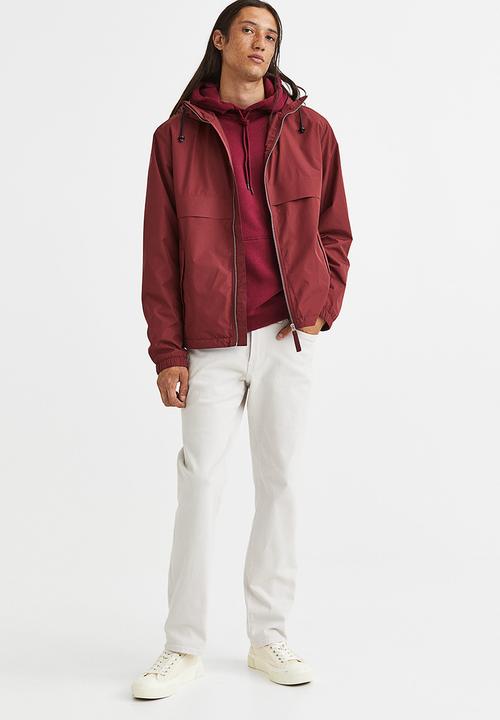 H&M - Relaxed fit hoodie - burgundy 