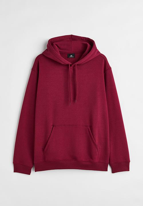 H&M - Relaxed fit hoodie - burgundy 