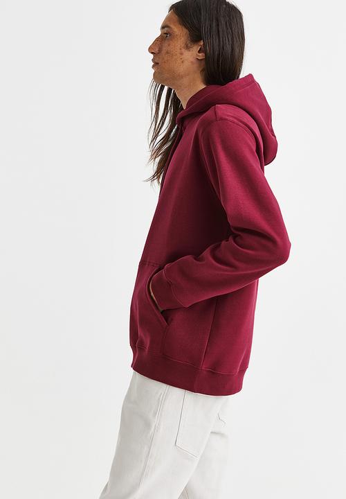 H&M - Relaxed fit hoodie - burgundy 