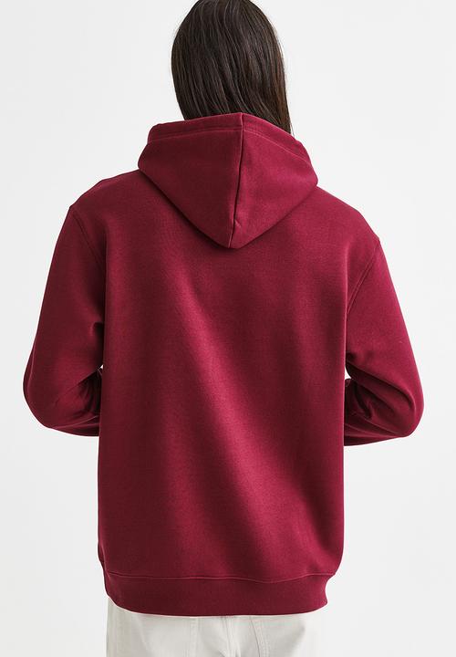 H&M - Relaxed fit hoodie - burgundy 