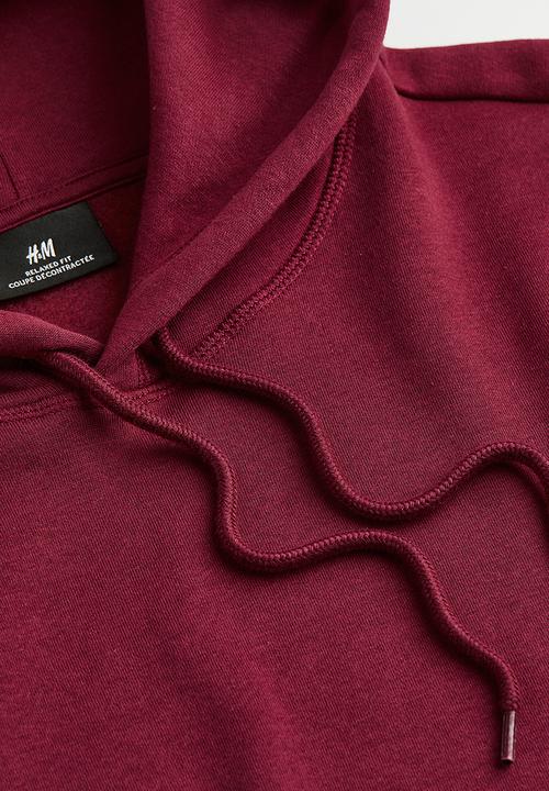 H&M - Relaxed fit hoodie - burgundy 