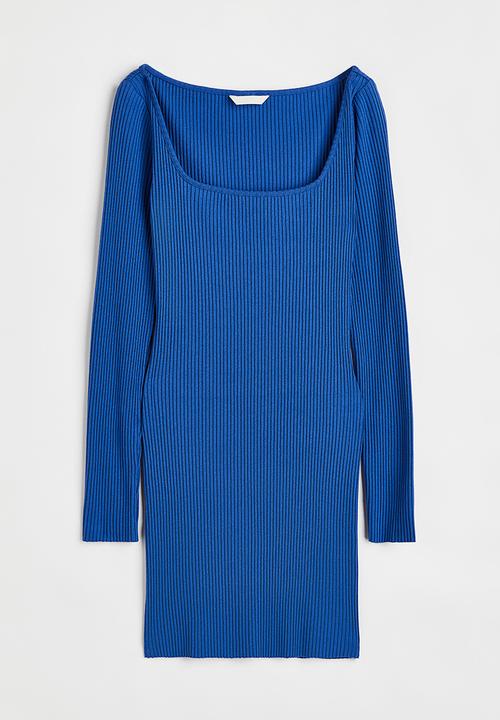 H&M - Ribbed bodycon dress - blue