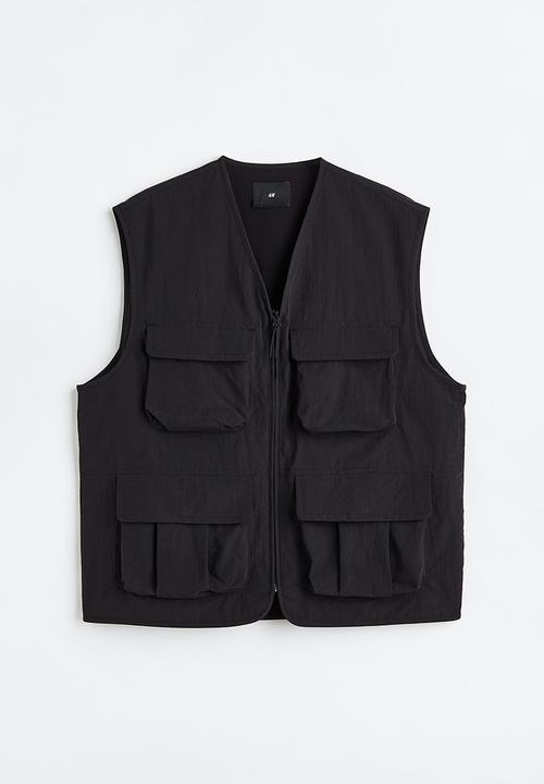 H&M - Relaxed fit nylon cargo gilet - black